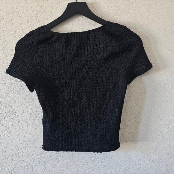 Madewell Black Textured Crop Tee - Picture 5 of 5